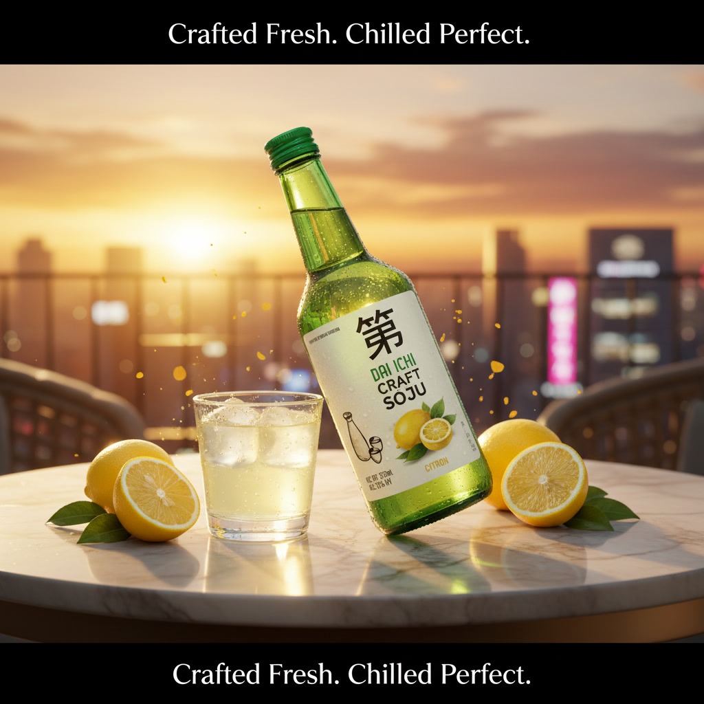 Dai Ichi Citron Craft Soju served chilled